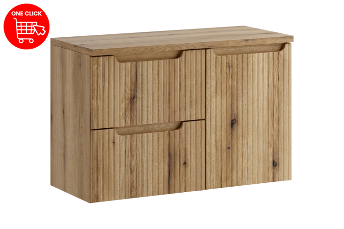 Set Mobilier Nova Coast Evoke 90 cm, cu blat și un dulap cu coș de rufe, Stejar - COMAD [3]