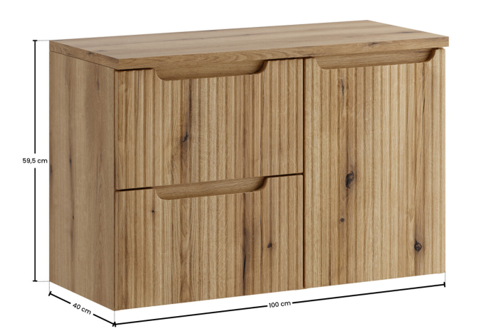 Set Mobilier Nova Coast Evoke 90 cm, cu blat și un dulap cu coș de rufe, Stejar - COMAD [4]