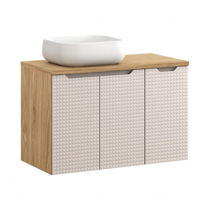 Set mobilier baie 90cm cu blat și chiuvetă de baie Nika Luxor Beige [1]