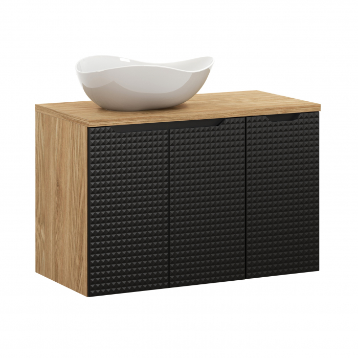 Set mobilier baie 90cm cu blat și lavoar Cloud Luxor Black [1]