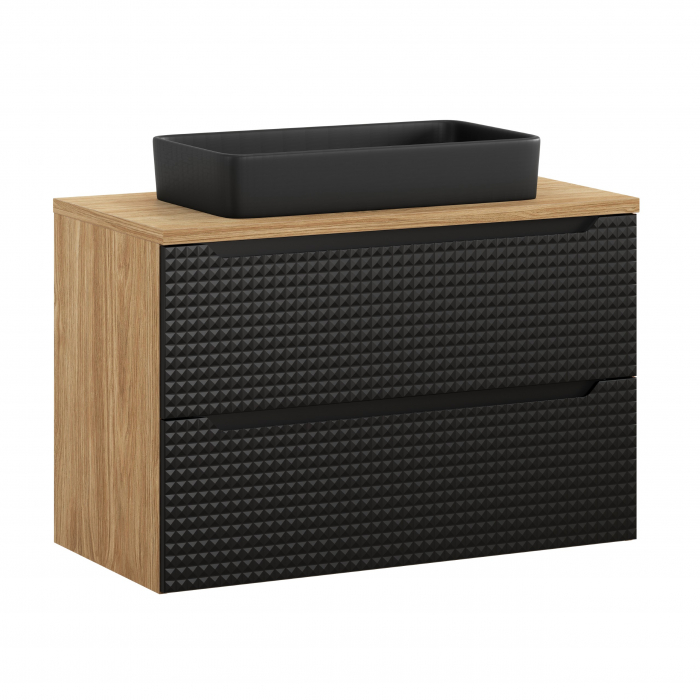 Set mobilier baie 90cm cu blat și lavoar Slim Luxor Black [1]