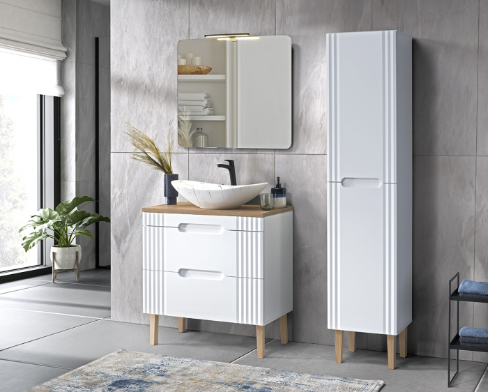 Set mobilier baie 100 cm + dulap si oglinda Fiji White - Comad [9]