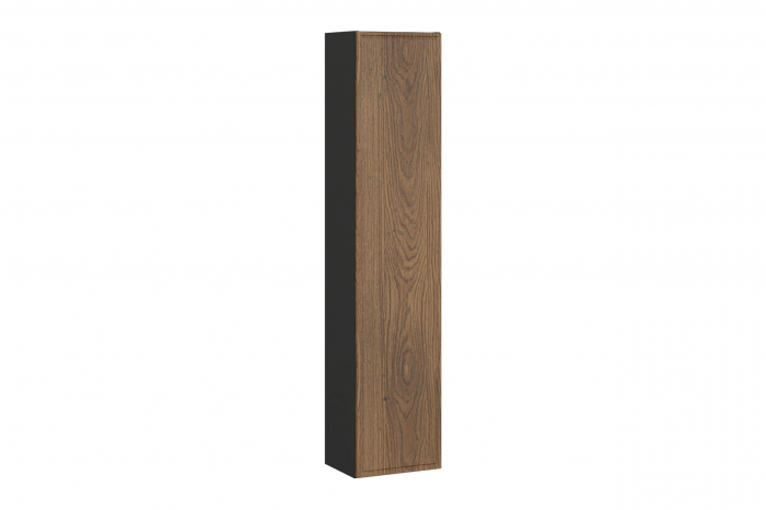 Set mobilier baie 60 cm, negru mat si stejar Casella, cu blat, lavoar pe blat Slim, dulap inalt, oglinda LED, vas WC suspendat Talia Casella, COMAD [5]
