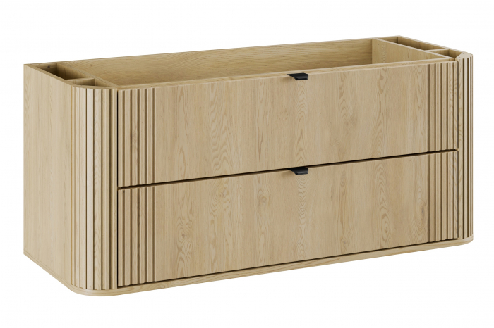 Set mobilier baie 120 cm, cu blat, lavoar baie pe blat Beyond si dulap baie inalt Ovalia Cremona, COMAD [2]