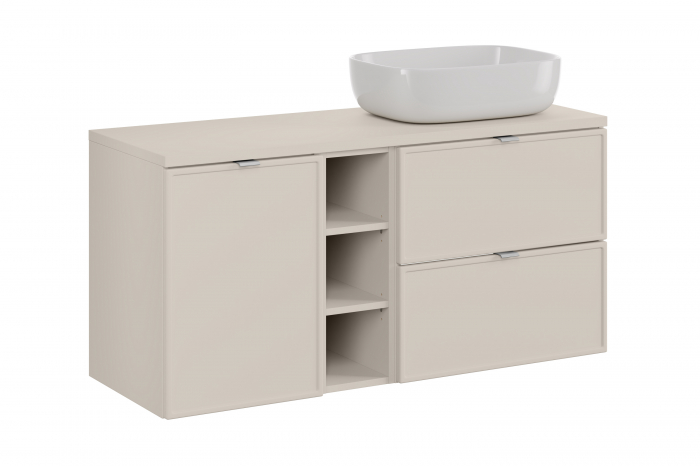 Set mobilier baie 120 cm Smile Bella Cashmere cu blat si lavoar pe blat COMAD [1]
