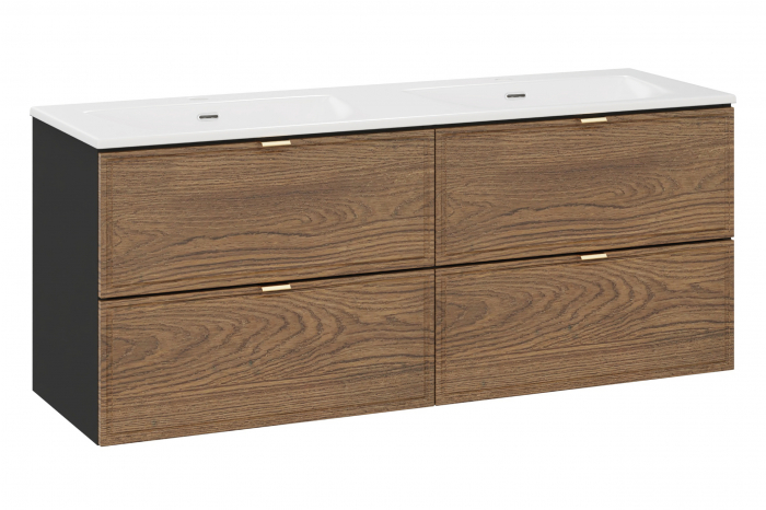 Set mobilier baie 120 cm, cu lavoar, SKY Talia Casella, negru mat, stejar Casella COMAD [1]