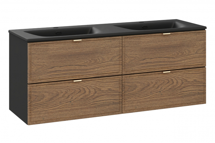 Set mobilier baie 120 cm, negru mat, stejar Casella, cu lavoar, SKY Talia Casella COMAD [1]