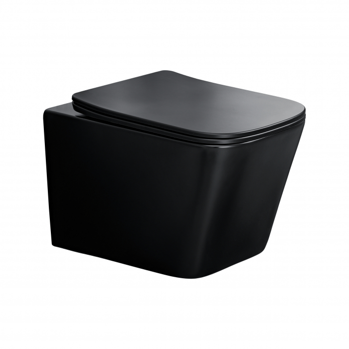 Set mobilier baie 60 cm, negru mat si stejar Casella, cu blat, lavoar pe blat Slim, dulap inalt, oglinda LED, vas WC suspendat Talia Casella, COMAD [8]