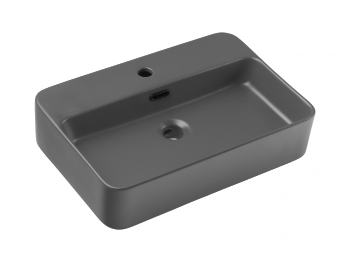 Set mobilier baie 80 cm cu blat, lavoar baie pe blat Trust, dulap baie inalt si oglinda baie LED Talia Casella, finisaj negru mat si stejar Casella COMAD [4]