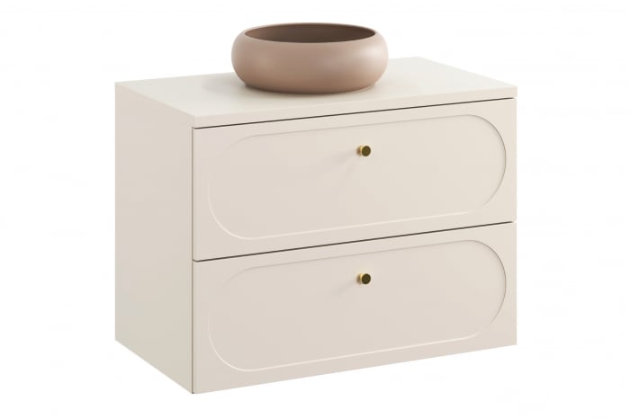 Set mobilier baie 80 cm, finisaj Sand, cu blat si lavoar pe blat Wiki Donna, COMAD [1]