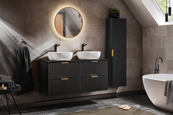 SET MOBILIER BAIE ADEL BLACK 120 CM, MDF RIFLAT, CULOARE NEGRU, LAVOARE APLICATE [1]