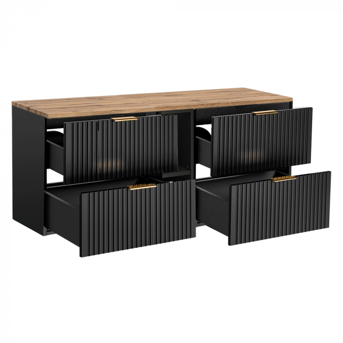 Set Mobilier Baie Dublu Adel Black 140 CM, MDF Riflat [2]