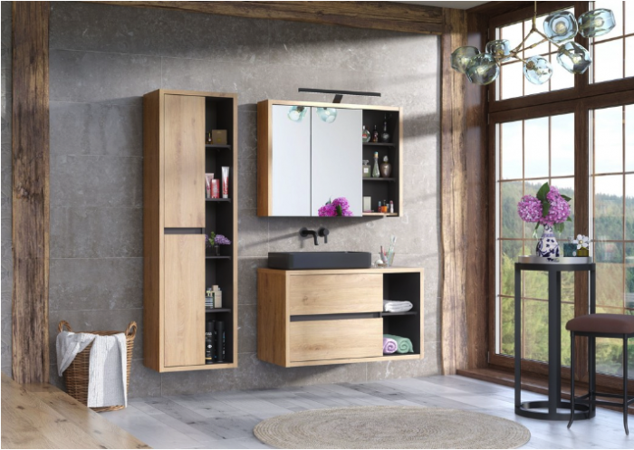 SET MOBILIER BAIE SUSPENDAT DEVON 100 CM, STEJAR/GRAFIT [1]