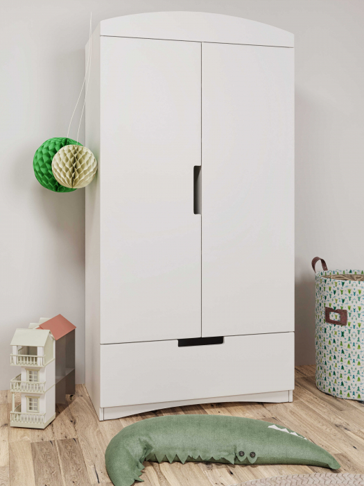 Set mobilier copii alb 4 piese Classic MDF cu pat, noptiera, dulap de haine si comoda, pat diverse culori si dimensiuni [17]