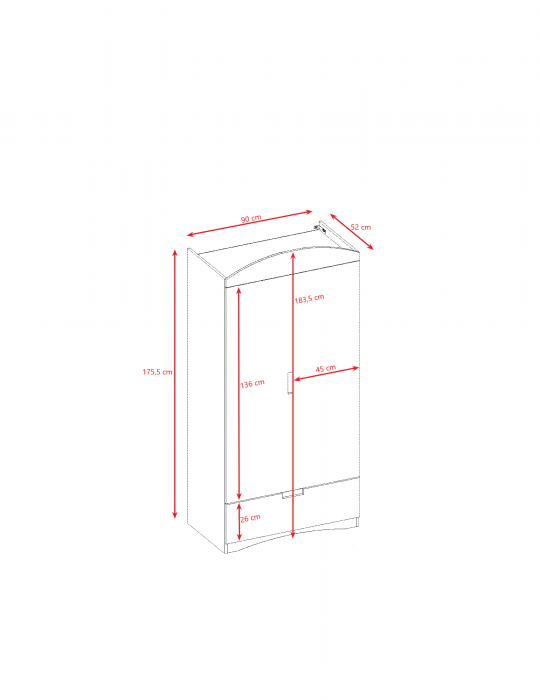 Set mobilier copii alb 4 piese Classic MDF cu pat, noptiera, dulap de haine si comoda, pat diverse culori si dimensiuni [23]