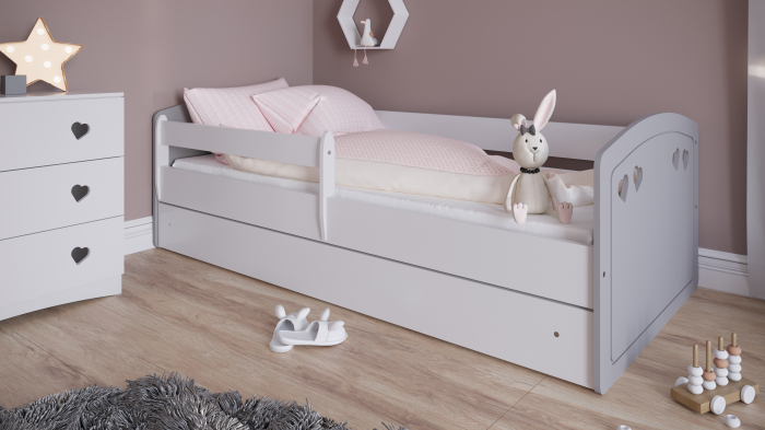 Set mobilier copii alb Julia 3 piese cu pat MDF 140/160/180 cm, comoda cu sertare, biblioteca [4]