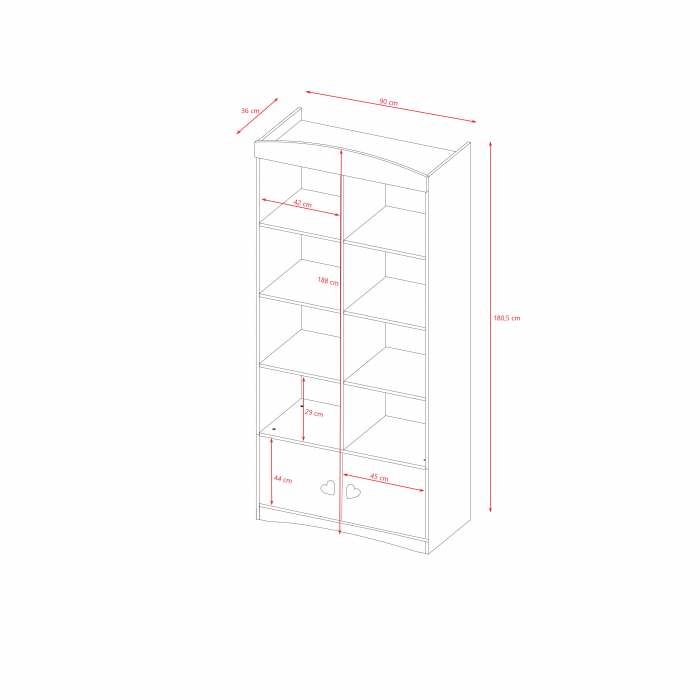 Set mobilier copii alb Julia 3 piese cu pat MDF 140/160/180 cm, comoda cu sertare, biblioteca [8]