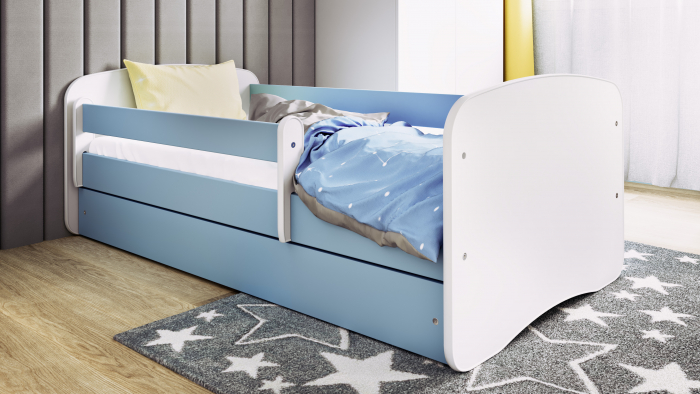 Set mobilier copii albastru Babydream pat 140/160/180 cm, MDF, cu noptiera [3]