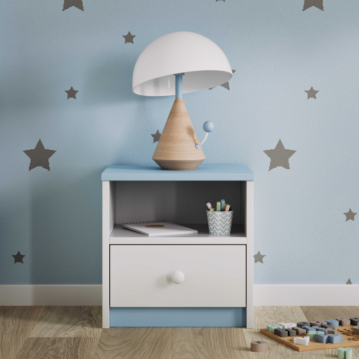 Set mobilier copii albastru Babydream pat 140/160/180 cm, MDF, cu noptiera [6]