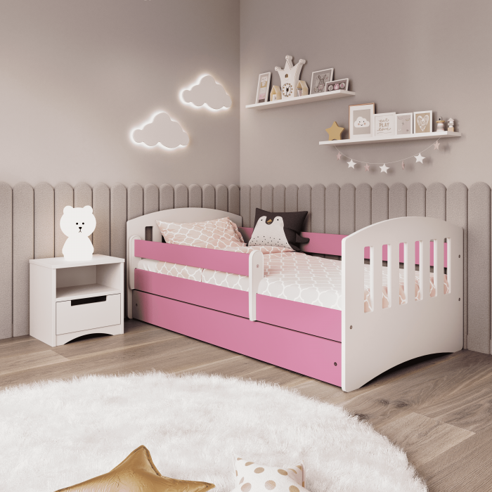Set mobilier copii Classic 3 piese, MDF diverse culori, pat 140/160/180, noptiera si dulap haine [2]