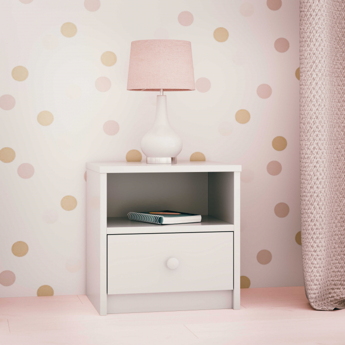 Set mobilier copii MDF alb 4 piese  Babydream, pat 140/160/180 cm, noptiera, dulap si comoda [6]