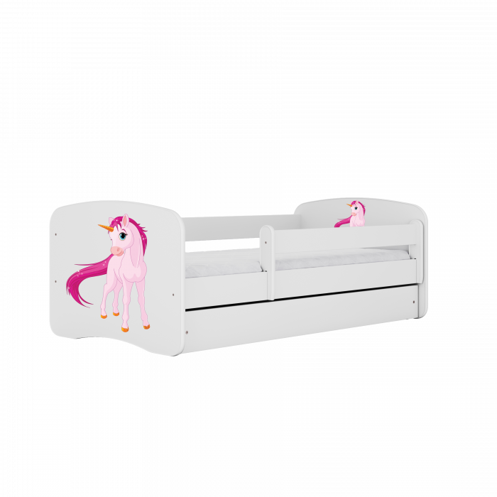 Set mobilier copii MDF Babydream cu desen unicorn, pat 140/160/180 cm si noptiera [2]