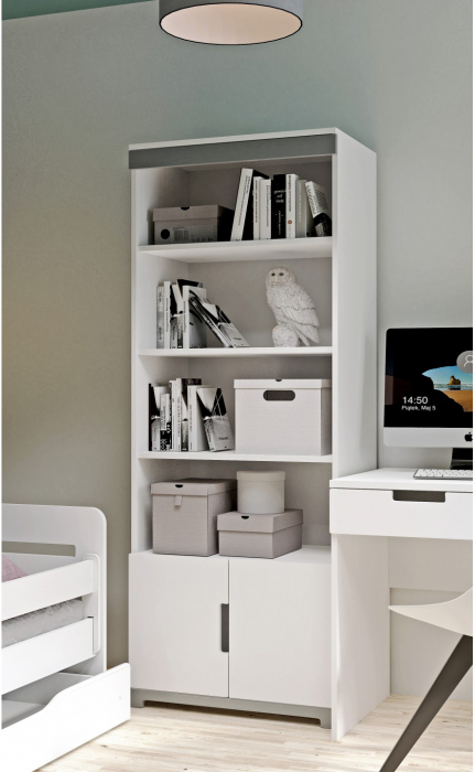 Set mobilier copii MDF Tomi School, pat 140/160/180 cm, birou si raft biblioteca [7]