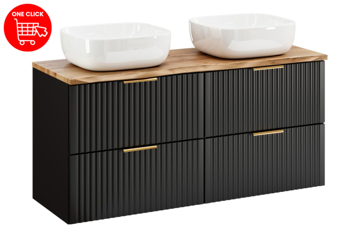 Set mobilier cu blat și 2 lavoare pe blat Smile Adel Black COMAD SET-ADBBNATWOTAN120CMUNSMILILE [2]