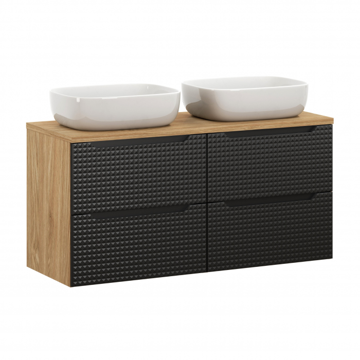Set mobilier baie cu blat și 2 lavoare Smile Luxor Black [1]