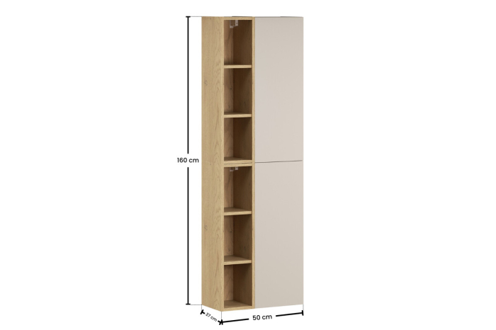 Set Mobilier Baie DALIA CASHMERE, cu coloane înalte și rafturi, Stejar Cremona, Casmir Mat - COMAD [4]