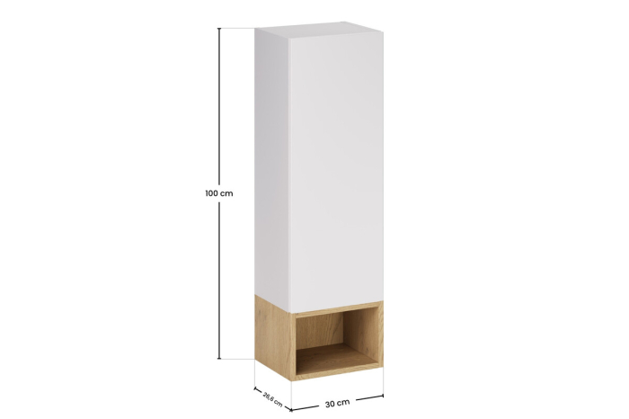 Set Mobilier Baie Aster White 30 cm, cu Semi-Coloană și Etajeră, Alb Mat - COMAD [3]