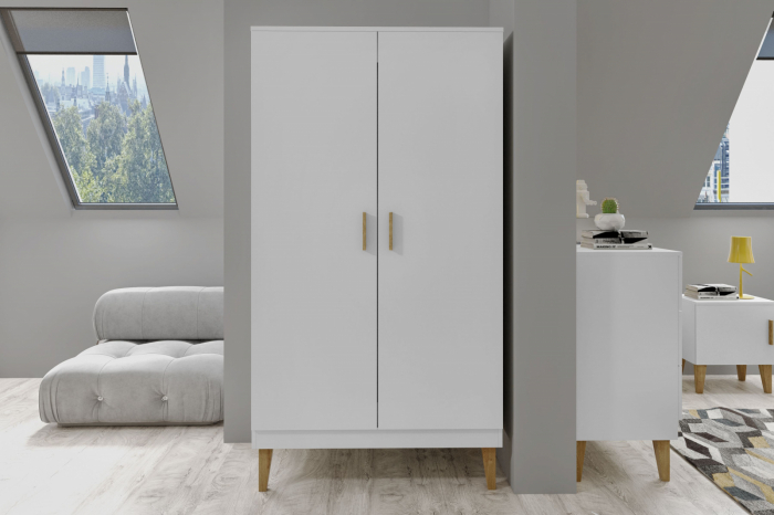 Set mobilier dormitor alb Kubi, 4 piese, design scandinav [11]