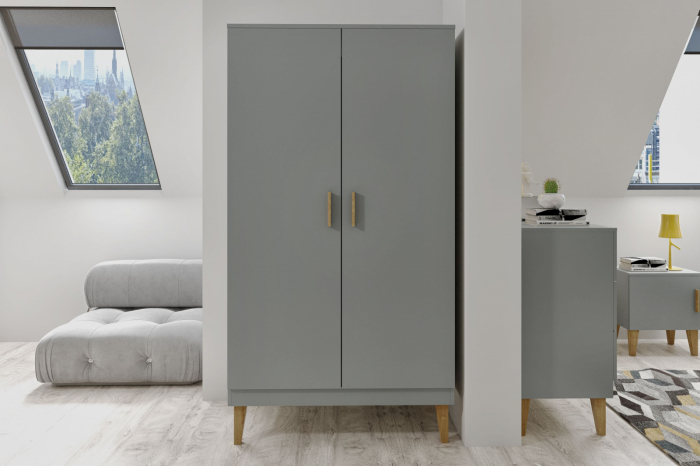 Set mobilier dormitor gri Kubi, 4 piese, design scandinav [12]