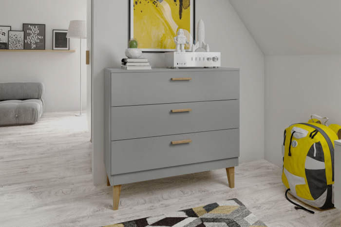 Set mobilier dormitor gri Kubi, 4 piese, design scandinav [8]