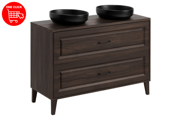 Set Mobilier Dorothy Ristretto 120 cm, cu Blat și Lavoar pe Blat River, Ristretto Stejar - COMAD [2]