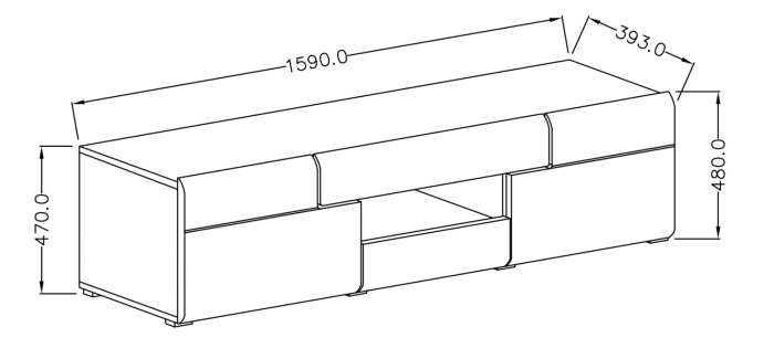 Set mobilier living modern Vinson 3 piese gri lucios MDF/stejar, comoda Tv 160 cm [3]