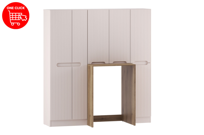 Set Mobilier Baie Nova Cashmere, cu Mască Mașină de Spălat și Dulapuri Înalte, Cașmir Mat - COMAD [2]