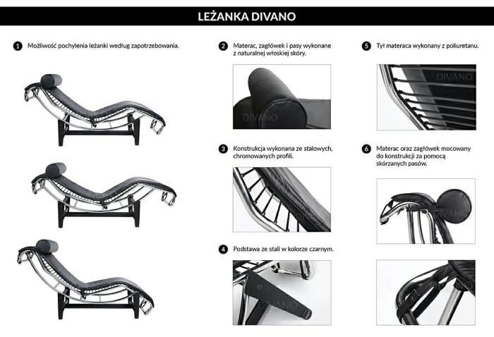 Șezlong Divano Pony 167x62x70 cm, Mat - King Home [5]
