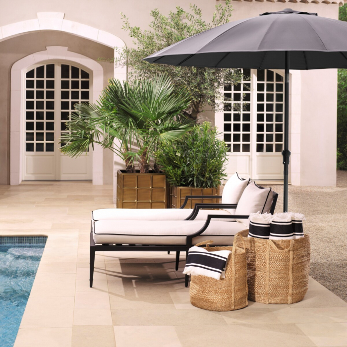   Șezlong exterior Bella Vista din pânză sunbrella neagră 113642 EICHHOLTZ [2]