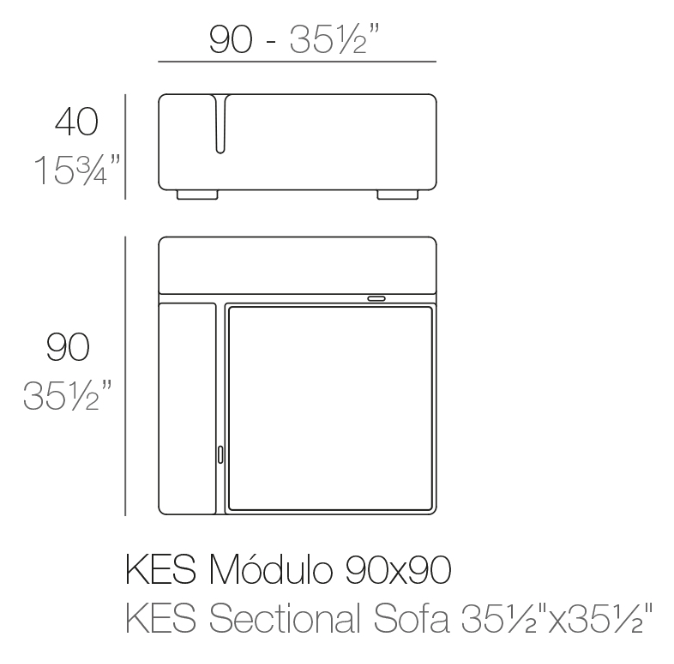 Sezut modul canapea premium Kes pentru exterior 90x90x40 cm, 64001 - Vondom [2]