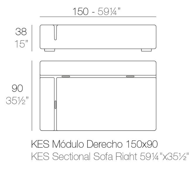 Sezut modul dreapta canapea premium Kes pentru exterior 150x90x40 cm, 64003 - Vondom [2]
