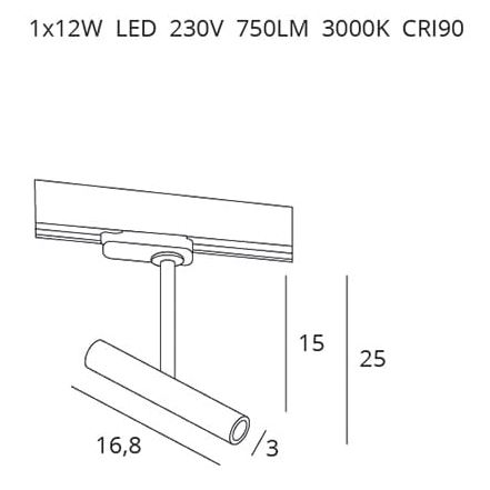 Spot ajustabil pentru sina alb/negru iluminare LED Polix 16,8x3 cm metal,  S0005 - Maxlight [3]