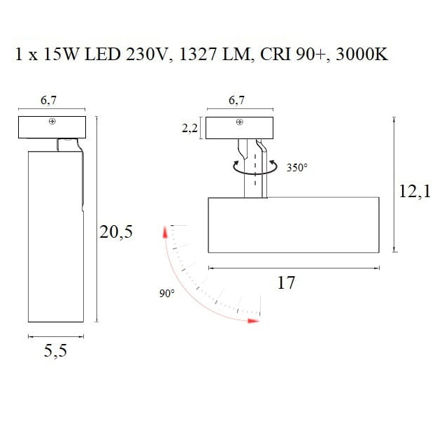 Spot aplicabil ajustabil alb/negru Draji LED dimabil Ø 5,5 cm, metal, C0210 - Maxlight [2]