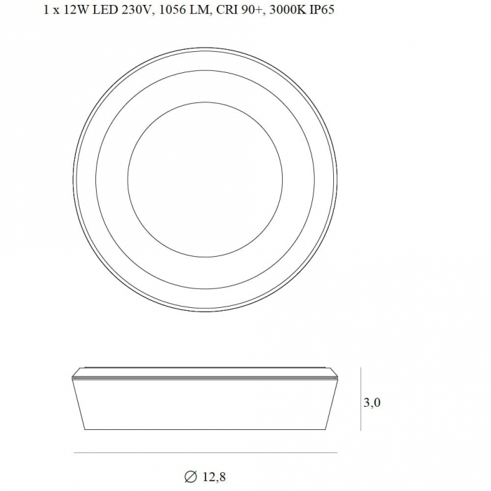 Spot aplicabil alb rotund iluminare LED Franco Ø 12,8 cm metal/sticla IP65, C0207 - Maxlight [2]