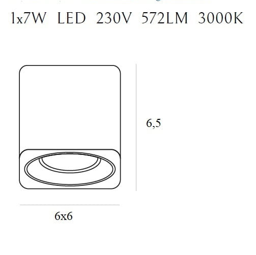 Spot aplicabil cubic negru cu inel auriu LED Eken 6x6 cm din metal, C0212 - Maxlight [2]