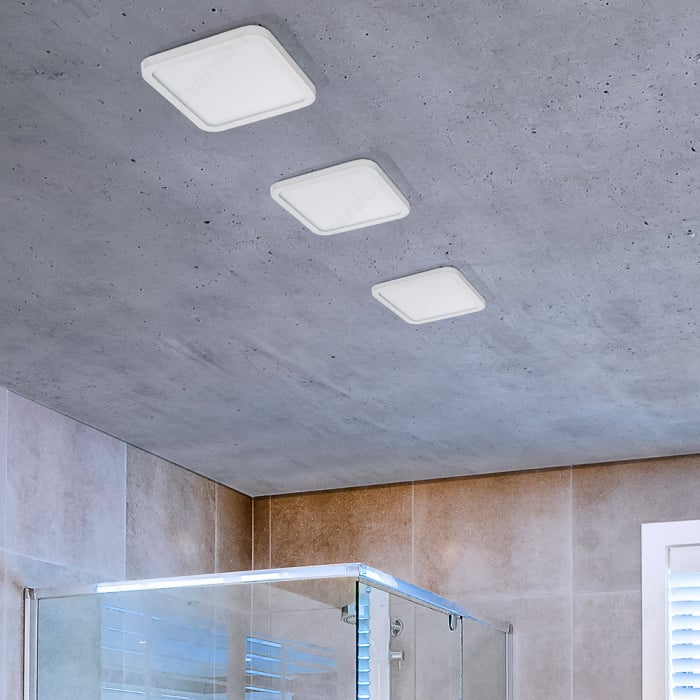 Spot baie LED patrat alb/negru tip incastrat Upasa 14,5 x 14,5 cm, rama metalica, IP44, AZ 2837 - Azzardo [3]
