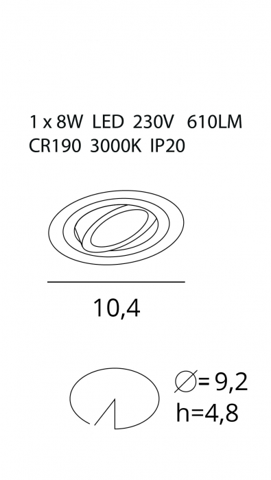 Spot directionabil rotund negru LED dimabil Kant Ø 10,4 cm din metal, H0099 - Maxlight [2]