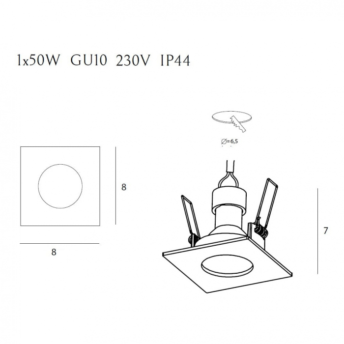 Spot patrat alb/negru Detta 8x8x7 cm metal/sticla, H0093 - Maxlight [2]