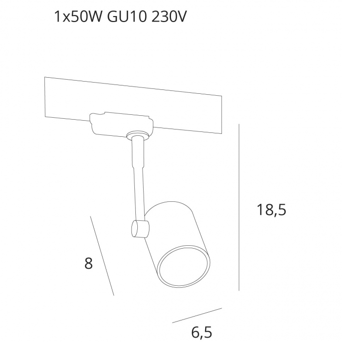 Spot pentru sina negru/alb Track 8x6,5x18,5 cm din metal, S0003 - Maxlight [3]