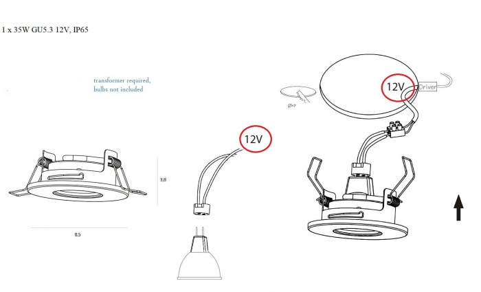 Spot rotund crom pentru exterior Lantin Ø 8,5 cm, IP65 din metal, H0045 - Maxlight [2]